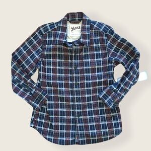 Lil Jachs NY Boys Plaid Button Down Shirt Navy Red